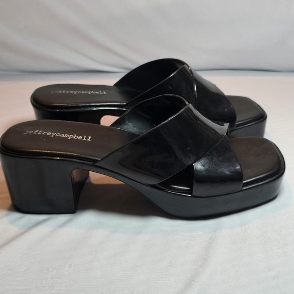 Jeffrey Campbell Black Bubblegum Block Heels Platform Rubber Plastic, Sz 7 - Picture 3 of 8